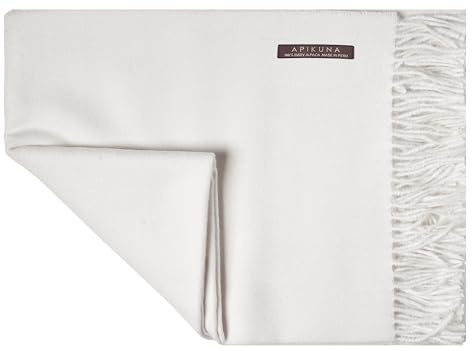 Apikuna® Alpaka Wolldecke aus 100% feinster Baby Alpaka Wolle - 180 x 130 cm in Weiß - kuschelig weiche & warme Decke - Sofadecke Alpakadecke Kuscheldecke Alpaka Decke Baby Alpaka Decke