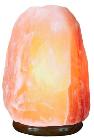 Etrexonline Lámpara de Sal del Himalaya Auténtica y Artesanal 1.5-2 KG -100% Natural, con Base de Madera Elegante + Bombilla Incluida, para un Ambiente Relajante y Saludable