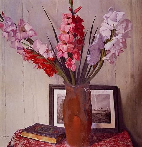 MSTECO Leinwanddruck Und Poster Wandkunst Bild Reproduktion Stilleben mit Gladiolen von Felix Vallotton für Wohnkultur 60x90cm