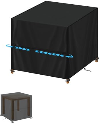 SIMPHAUS Copertura Mobile Esterno 90x90x90cm Telo Copertura Tavolo Esterno Quadrato Copritavolo Esterno Impermeabile Copertura Protettive per Mobili da Giardino Anti-UV Copri Poltrona da Esterno