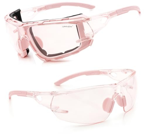 UKNOW Safety Glasses - Anti Fog Wraparound Lenses - Removable Foam Gasket - ANSI Z87.1 Protective Eyewear - Impact Resistant