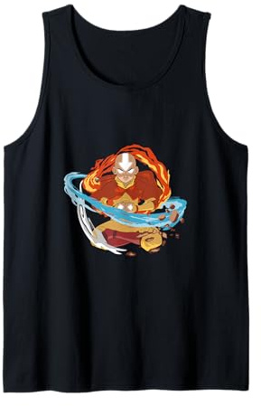 Avatar Aang Bending Elements Water Fire Air Earth Pose Glow Tank Top