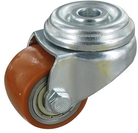 Rollentechnik Mini Schwerlast Lenkrolle ohne Bremse Rad Polyurethan Rollpur® Ø60x35 mit Rückenloch Bauhöhe 80mm Tragfähigkeit 150 kg
