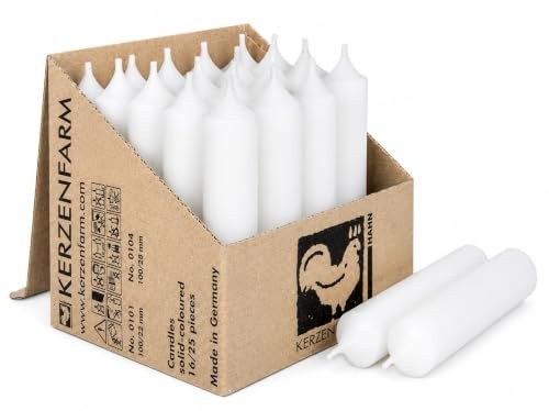 Kurze Stabkerzen Tafelkerzen durchgehend gefärbt Spitzkerzen für die Tisch-Deko zur Hochzeit Weihnachten & Party (10, Weiß)