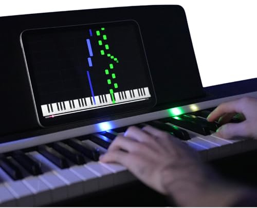 Piano LED Plus Bande LED pour Apprendre le Piano sans Solfège (piano non inclus) - Application WiFi iOS Android avec 50 Morceaux Inclus - Compatible Claviers Numériques 61/76/88 Touches - Blanc