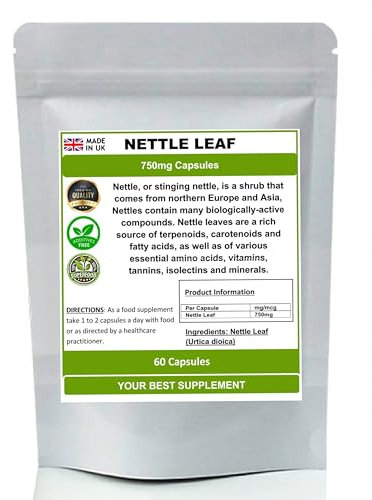 Nettle Leaf Capsules 750mg (Urtica dioica) 100% Natural Super-Food (60)