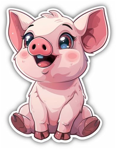 Samunshi® Süßes Kawaii Schwein Ferkel als Sticker Anime Tiere Autoaufkleber für Motorrad Fahrrad Roller oder Auto Sticker Fahrrad Mtb Mountainbike Rennrad Cartoon Retro Aufkleber 8x10cm