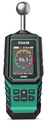 ERICKHILL Feuchtigkeitsmessgerät Wand, Kontaktloses Feuchtemessgerät für Mauerwerk, Holz, Beton, Estrich & Gips, Dreifarbiger LED-Ring + Digitale Waage, Type-C Wiederaufladbarer Akku (Kugelform)