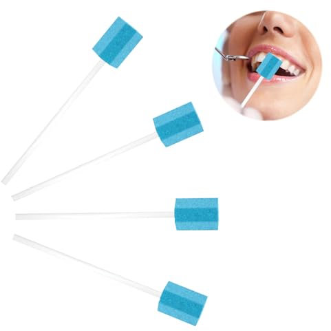 100 Pièces Soins Bucco Bâtonnets, Écouvillons En Mousse Jetables, Bâtonnets De Soins Buccaux,Écouvillon Épongepour Soins Buccodentaires Quotidiens Et Besoins Domestiques Des Adultes,Enfants(Bleu)