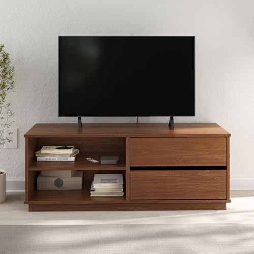 IDIMEX Lowboard Maite, Kastanie Farben aus Massivholz - TV-Board mit 2 Schubladen und 2 Ablagefächern, TV Unterschrank, Fernsehboard, TV Kommode 110cm