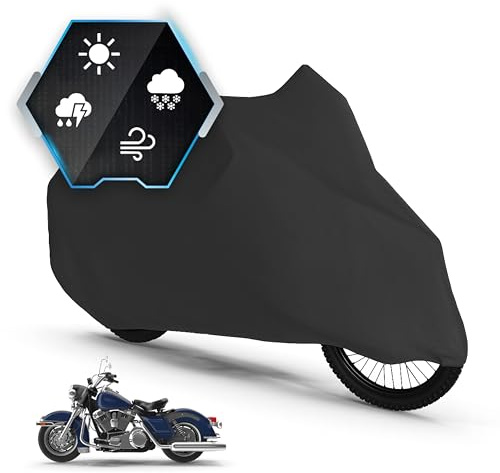 Motorrad Abdeckplane All Weather L, 100% wasserdichte Outdoor Plane, Ganz-Jahres-Schutz, Motorrad Zubehör, Plane schwarz 250x100x130 cm