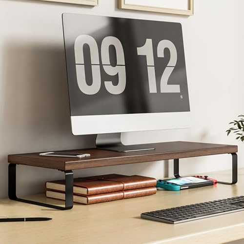 Onxyrbyte Rehausseur Ecran,Rehausseur Ecran Pc Bureau,RéHausseur D'éCran en Bois,RéHausseur D'éCran pour Pc,Support De Moniteur D'Ordinateur Ergonomique,pour Ordinateur Portable,Imprimantes