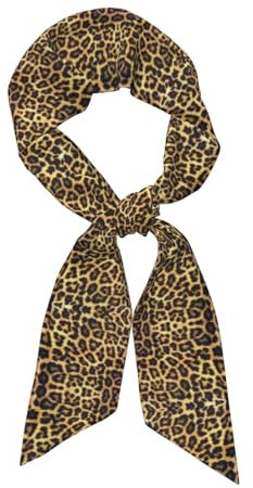 ALLiYa Langer Seidenschal mit Leopardenmuster (Satintuch), modische Kopfbedeckung, Stirnband, Krawatte, Mode-Accessoires, Schwarz , One size