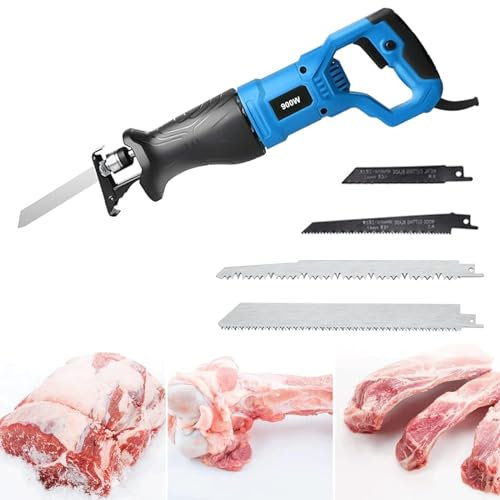 Scie à os électrique avec lame de scie alternative, lame de scie de boucher en acier inoxydable, scie alternative professionnelle pour couper la viande congelée, les os - Débit réglable (taille : 90