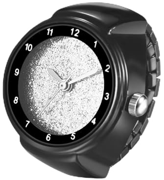 Avaner Ringuhr Damen Herren Uhr: Elastische Edelstahl Fingeruhr mit Rundes Gehäuse Arabische Ziffern Verstellbarer Ring Uhr Finger Uhr ALS GESHCNEKE für Männer Frauen