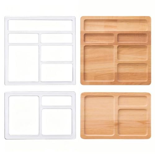 ORIGACH 2 Stück Valet Tray Router Vorlagen Mit 3 und 6 Taschen Frässchablone Für Acryl Tabletts Für Die Holzbearbeitung Transparente Fräser Inlay Vorlage Für Holz