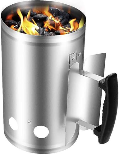 YXUANYZNB BBQ Starter, Holzkohlezündfass, Schnellstart-Schornsteinstarter mit Sicherheits-Nylon-Griff, BBQ Grill Kohleanzünder Feuerstarter für Camping, Grillen