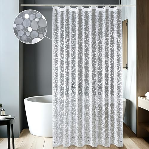MIULEE Tenda Doccia 150 x 180 cm Antimuffa Trasparente Tenda per la Doccia Impermeabile EVA con Pesi Motivo Pietre 3D con 10 Ganci