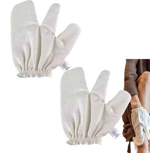 Garshana Handschuhe aus Rohseide, 2 Stück, Garshana Peeling-Handschuh für Körper, ayurvedisches Trockenbürsten, Körperbürste, Lymphdrainage-Handschuhe, strahlendes Hautpeeling, ayurvedischer