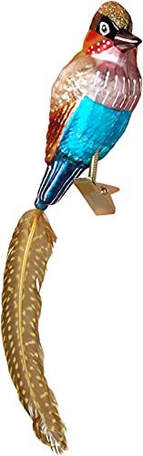 Krebs Glas Lauscha - Weihnachtsdekoration/Christbaumschmuck aus Glas - Eisvogel auf Clip - Farbe: blau-gelb - Größe: ca. 15 cm