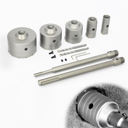 awagas 9 Stück Hohl-Bohrkrone Dosenbohrer Set, Ø 30 40 65 80 100 mm Lochsäge Set Kernbohrer Steinbohrer mit 320 mm SDS Max/SDS Plus und 2 Zentrierbohrer Set für Zement Mauerwerk Fliese Steinwand