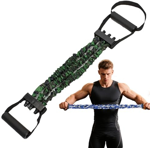 Chest Expander for Men, 3-Hole Resistance Stretcher Fitness Resistance Bands with Handles, Ab Training Auxiliary Device, for Home Gym, Pilates & Core Training (Green)