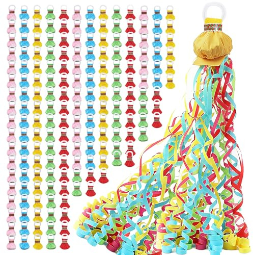 180 Pcs Hand Thrown Streamer Poppers Colorful, Confetti Streamers No Mess Paper Crackers Party Poppers for Halloween, Christmas, Thanksgiving Day, Birthday, Wedding, Celebrations, Graduation Party