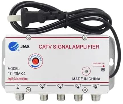 Amplificador Divisor de TV por Cable Ajustable 1 Entrada, 2/3/4/6/8 Salidas, Amplificador señal Antena Digital 20 dB(1 in 4 out)