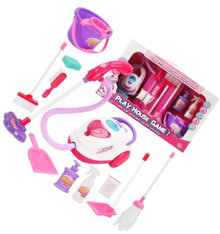 BESPORTBLE Pretend Vacuum Cleaner for Role Play Cleaning Tools with Broom Mop and Bucket Enhances Skills and Social Interaction No Battery Required Suitable for Preschoolers Random Color