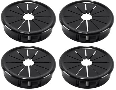DUZEPA 4 pasacables de escritorio, 40 mm, redondos, de plástico, con encaje a presión, organizador de cables de escritorio negro para oficina y hogar.
