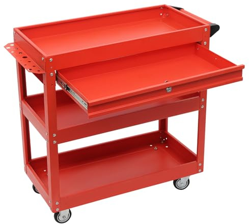 Carrello per attrezzi a 3 ripiani, capacità di 150 kg, carrello da lavoro, carrello per officina, garage, officina, cucina, 76,3 x 35,3 x 83,5 cm