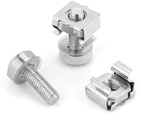 Dioche Tuerca Enjaulada H20pcs Juego de Tornillos y Tuercas Enjauladas para Bastidor de Gabinete de Red | Sujetadores de Hierro Niquelados M5*20 para Gabinetes Eléctricos e Instalaciones de Red