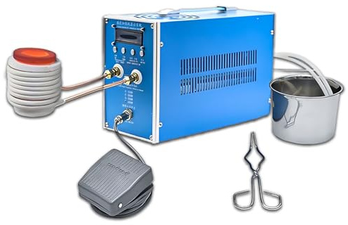WTRYRN Riscaldatore a induzione ad Alta frequenza da 3000 W, Forno per Fusione di Metalli Senza Fiamma con Display Digitale, Kit Completo, Protezione da sovracorrente e sovratensione
