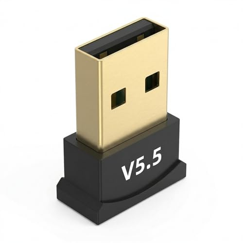 Adaptador Bluetooth 5.5 para PC, Plug & Play, compatible con Windows 11/10, conexión estable USB Dongle Stick para auriculares, ratón y teclado, baja latencia, EDR/BLE, compatible con versiones