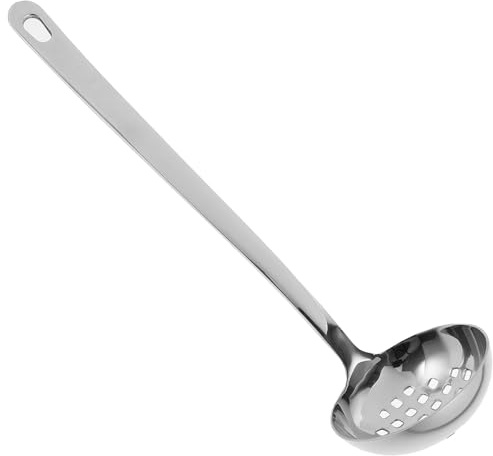HYTROVE Mestolo Forato in Acciaio Inox 304 Manico Ergonomico, Cucchiaio Forato Grande, Utensile da Cucina Resistente, per Uso Professionale e Casalingo, per Servire Zuppe e Fritti