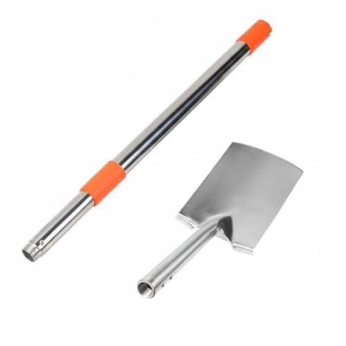 DimyFew Pala Plegable Acero Inoxidable Engrosada Pala Telescópica Coche Resistente a la Corrosión para Exterior, 122-163cm, Pala Cuadrada De Acero Inoxidable Extra Gruesa + Poste Telescópico De 1.1m