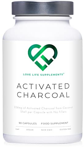 High Strength Activated Charcoal Capsules | 334mg Per Capsule (not Tablets) | 3 Month Supply | for Bloating Relief, Gas, Digestion, Flatulence, Detox | 100% Coconut Charcoal