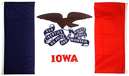 Digni Drapeau de Balcon (avec 4 Oeillets) USA US Iowa - 90 x 150 cm Sticker Gratuit