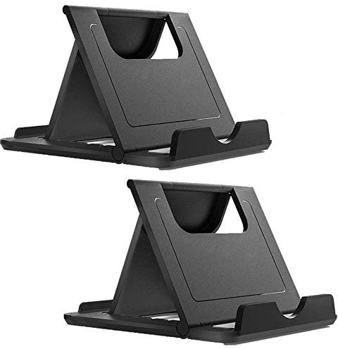 HAPPITON Phone Stand Tablet Stand Multi-Angle Cell Phone Stand Cradle Holder Universal Foldable Tablet Phone Compatible with Samsung iPhone 15 16 17Pro Max 17 Air, iPad Mini (2PCS in Black)