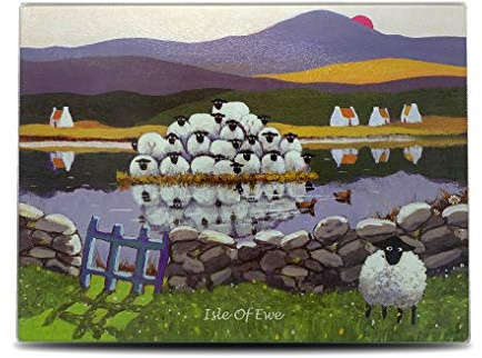 Thomas Joseph Isle of Ewe Protection pour planche à découper en verre Motif mouton