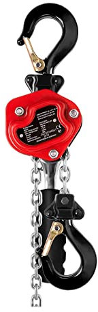 Steinberg Systems Lever Hoist Chain Block Ratchet Hoist Steel Lift Lower Safety Catch 2 Hooks Rubberised Handle 250kg 1.5m SBS-FZ 250/1,5M (Steel, G80 Chain, Lifting Force 260 N, Chain Links 4mm)