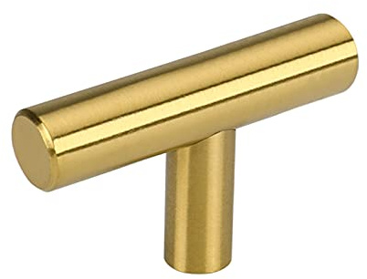 LONTAN 15 Stück Möbelknöpfe Gold, Edelstahl Schrankknöpfe Gold,Einfach Knöpfe für Kommode und Schublade, Ein loch schrankgriffe