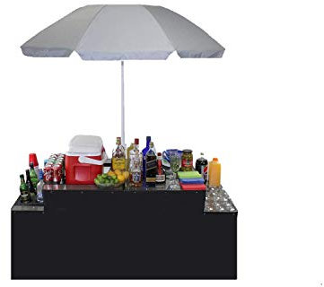 Tuscany Pro Tragbarer, leichter Barkeeper- und Caterer-Tisch – Aluminiumrahmen, faltbarer Koffertisch mit zwei klappbaren Seitenablagen, 111,8 x 55,9 x 91,4 cm, Schwarz