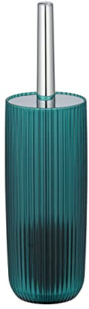 WENKO Juego de WC «Agropoli» color petróleo soporte de cepillo cerrado de plástico de calidad con diseño plástico y superficie esmerilada, cepillo higiénico para WC, 10 x 36,5 cm de diámetro