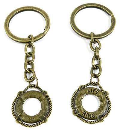 50 Stück Antik-Bronze-Ton Schlüsselanhänger Schmuck Verschlüsse Lieferanten E2HA9U Rettungsring
