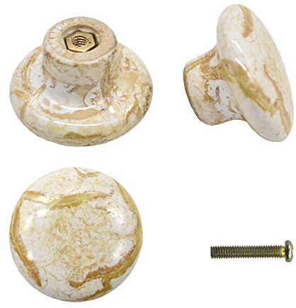 10-pack 3 cm keramiska knoppar dörrhandtag skåp låddragare marmor finish skåp drag för skåp, garderob, låda, byrå, kista