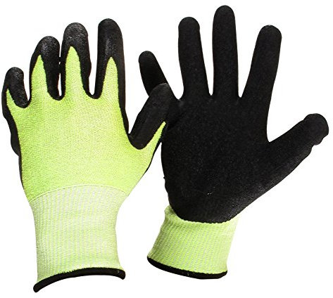 Greenstar Guanti antivibranti – Coppia di guanti da lavoro in fibra di vetro e spandex – taglia 10/L, nero-verde fluo