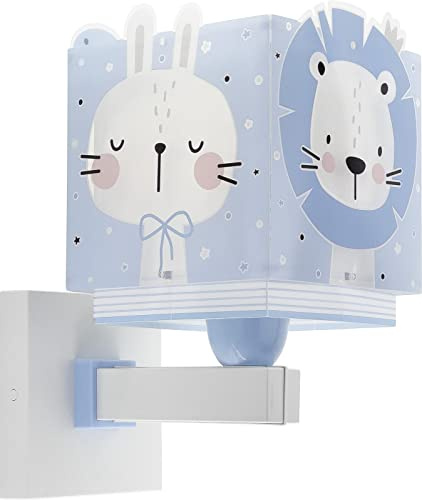 Dalber kinder Wandlampe, Kinderlampe Wandleuchte kinderzimmer Wolken Baby Jungle tiere Dschungeltiere blau, 63119T, E27