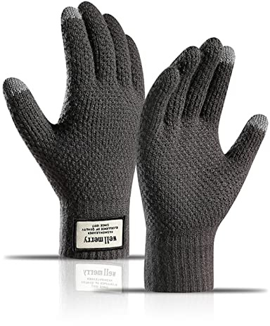 Long Keeper Gants Hiver Tactile pour Homme Femme Gants Tricotés Anti Froid Mitaine en Polaire Chaude Élastique Gants Chaud pour Randonnée Conduite Plein Air