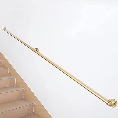 Corrimano all'Interno delle Scale, Facile da installare, balaustre in Ferro, Montaggio a Parete, Supporto per aste, gradini Esterni, Antiscivolo (Color : Gold, Size : 4.2m/13.8ft(3 Section)